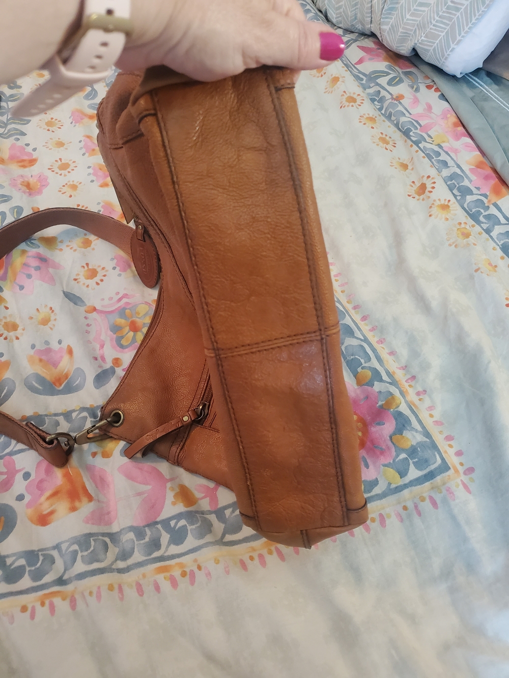 Brown Leather Crossbody Shoulder Bag - Picture 4 of 6